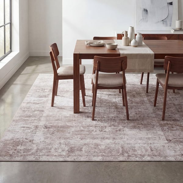 Arabella Vintage Floral Border Machine-Washable Beige/Cream 5 ft. x 8 ft. Area Rug