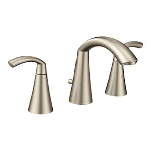 Glyde 8 in. Widespread 2-Handle High-Arc Bathroom Faucet in Brushed Nickel (Valve Not Included)