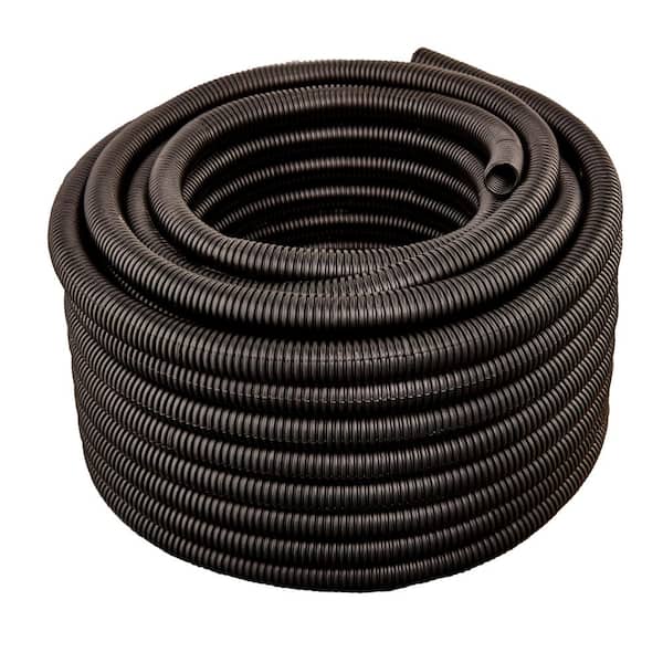 2 in. Dia x 100 ft. Black Flexible Corrugated Polyethylene Split Tubing and Convoluted Wire Loom