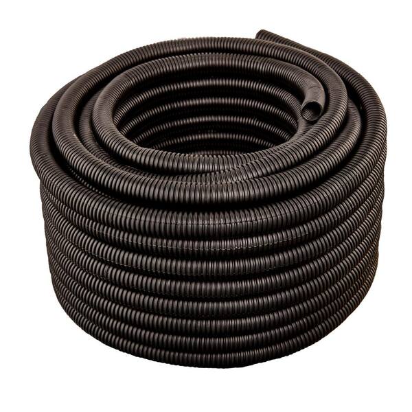 HYDROMAXX 2 in. Dia x 50 ft. Black Flexible Corrugated Polyethylene Split Tubing and Convoluted Wire Loom