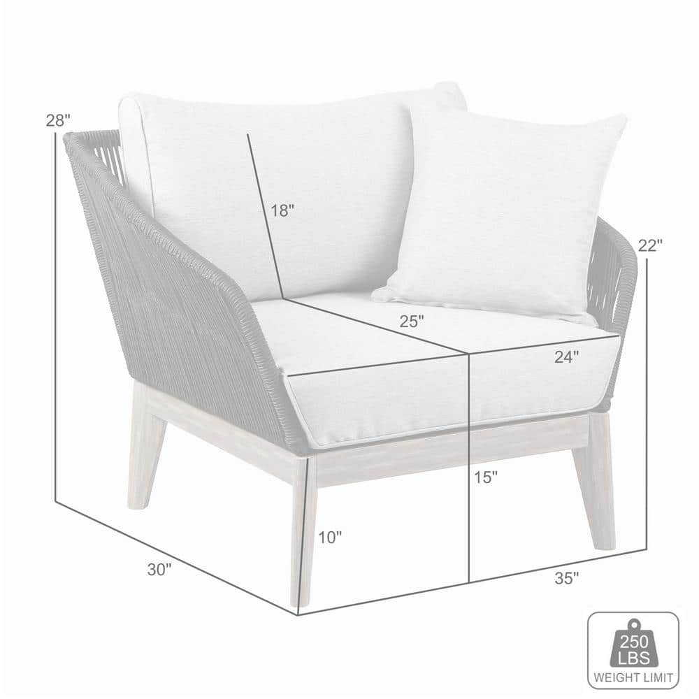 Athos Dark Eucalyptus and Charcoal Rope Outdoor Lounge Chair with Gray Cushions