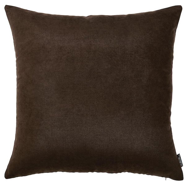 HomeRoots Josephine Brown Solid Color 18 in. x 18 in. Throw Pillow Cover (Set of 2)