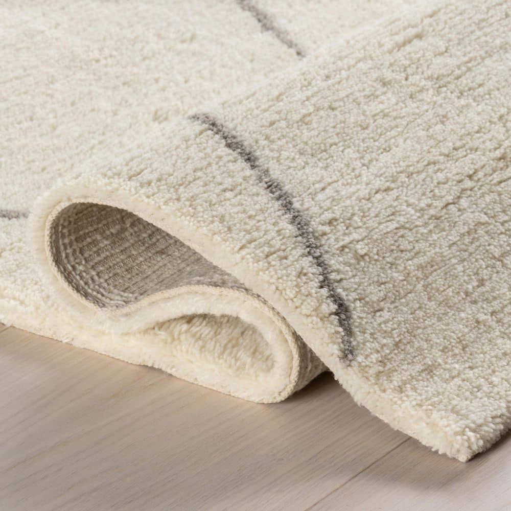 Ivory Handmade Wool Trellis Rectangular Area Rug, 5' x 8'