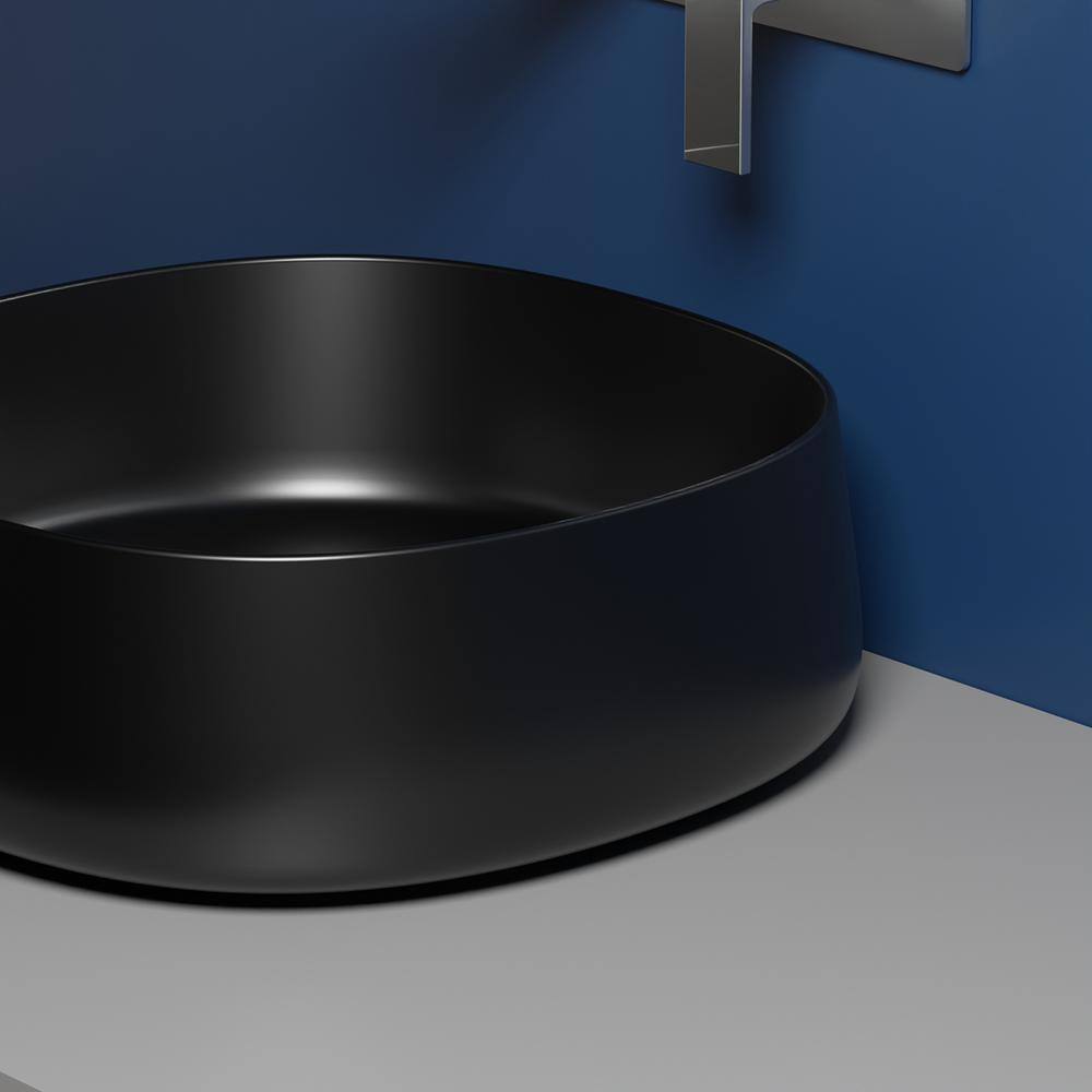 Matte Black Ceramic Square Wall-Mount Bathroom Sink