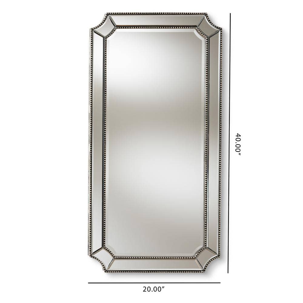 Romina Antique Silver Rectangular Beaded Wall Mirror