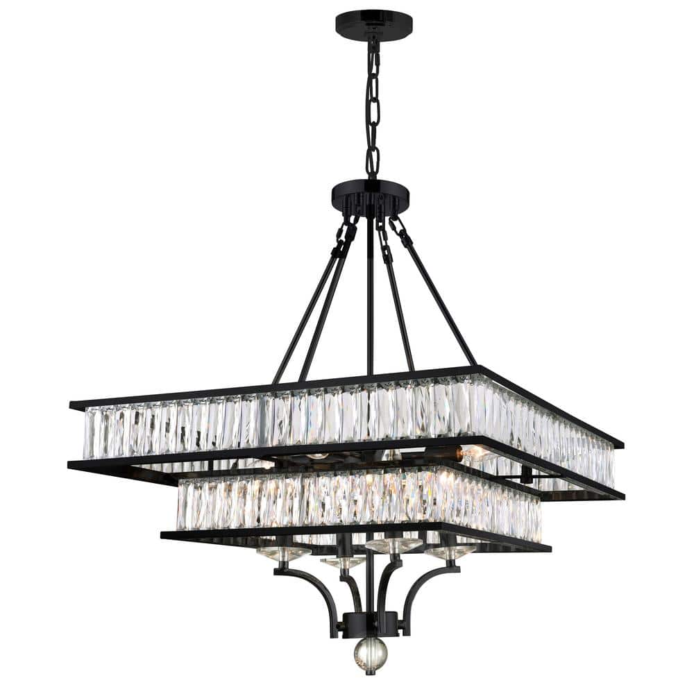 Shalia 8-Light Black Metal Chandelier with Crystal Accents