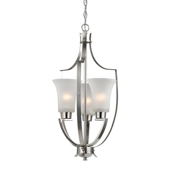 Titan Lighting Foyer Collection 3 Light Brushed Nickel Pendant Tn 60241 The Home Depot Titan Lighting Foyer Collection 3 Light, Chandelier For Foyer Home Depot