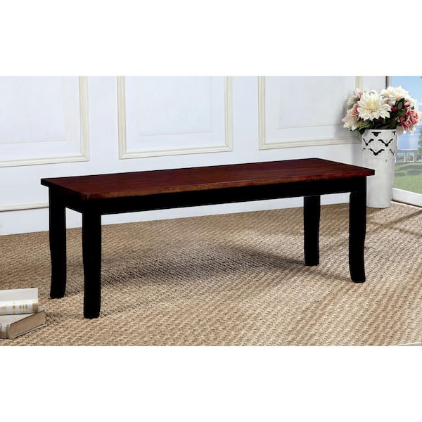Black and Cherry Transitional Style Bench