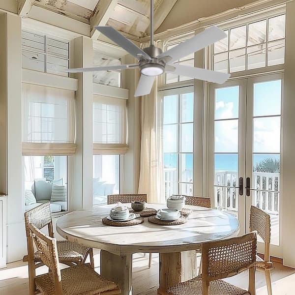 MINKA-AIRE Stout 54 in. LED Indoor Brushed Nickel Ceiling Fan with