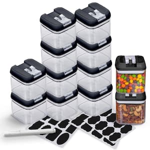 12 Piece Food Storsage Plastic Containers, .5L - Black