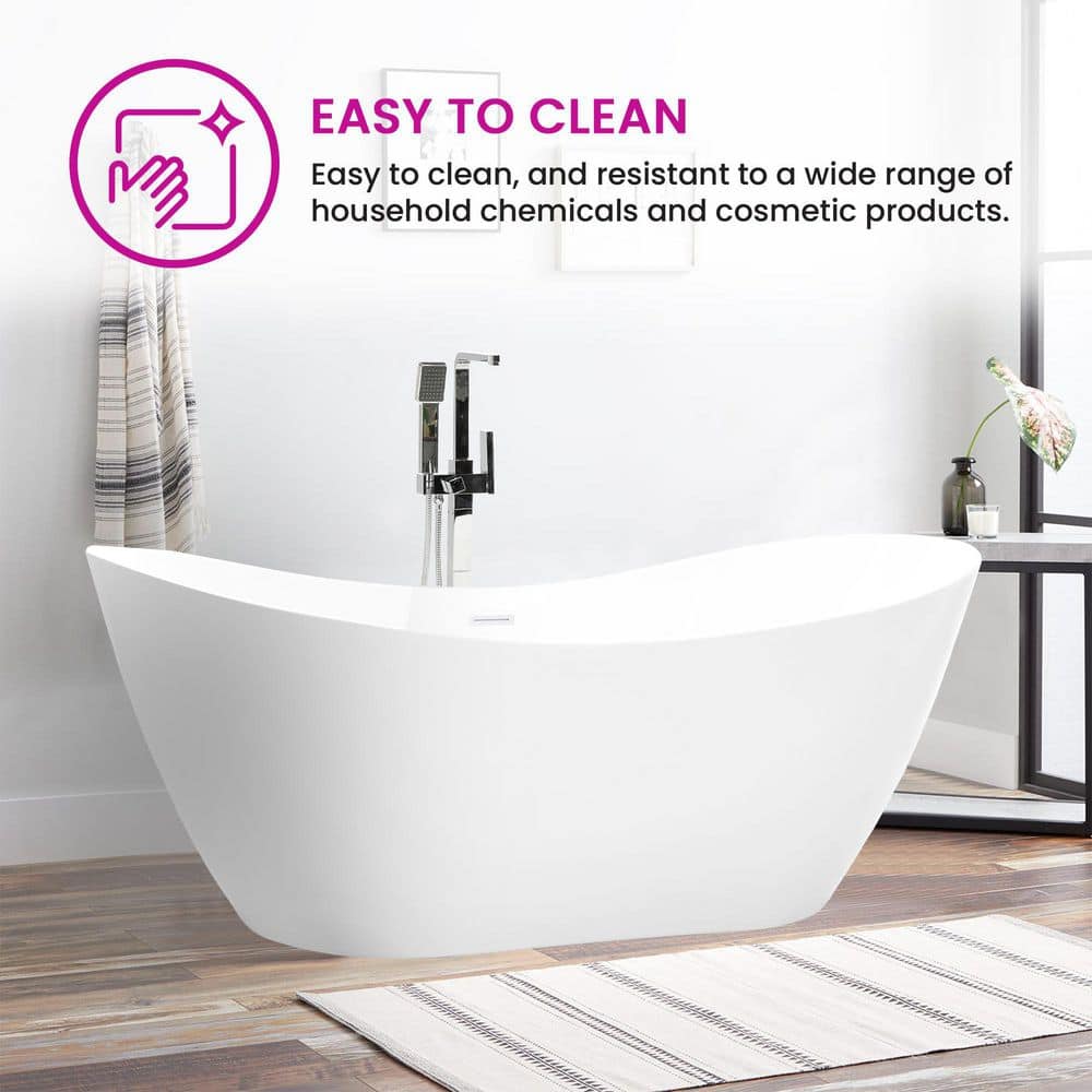 Ophelia 71" Pure White Freestanding Acrylic Soaking Bathtub