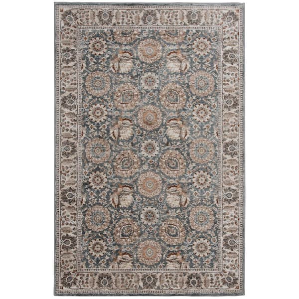 Home Decorators Collection Reynell Light Blue Doormat 3 ft. x 5 ft. Floral Area Rug