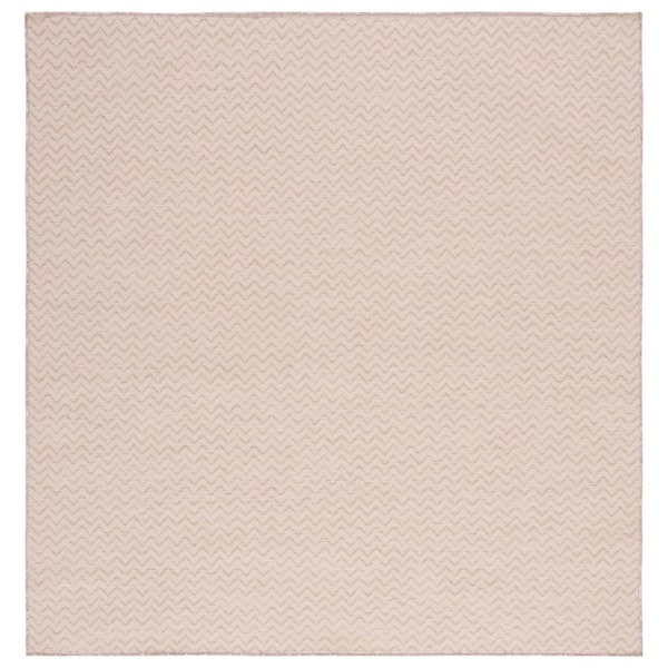 Hampton Natural 6 ft. x 6 ft. Striped Zig-Zag Indoor/Outdoor Square Area Rug
