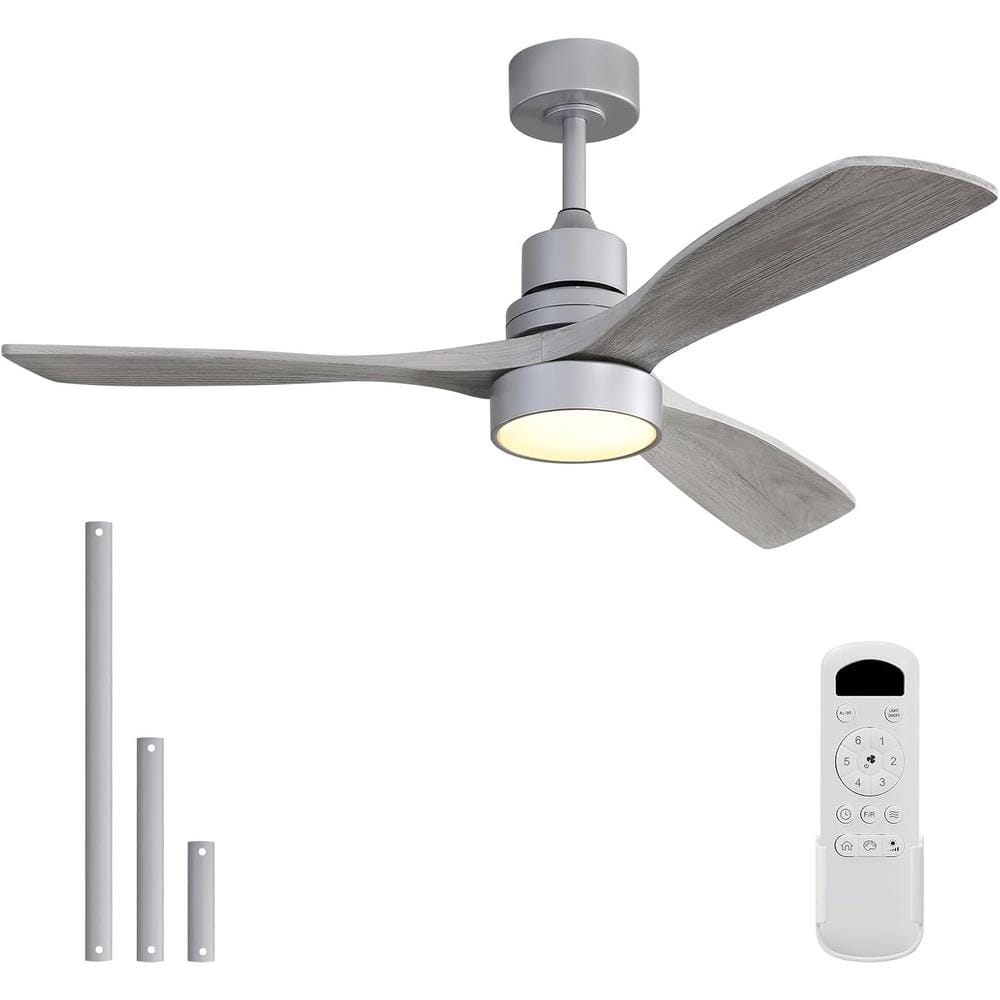 CACI Mall 52 in. Indoor/Outdoor Silver Ceiling Fan Integrated LED