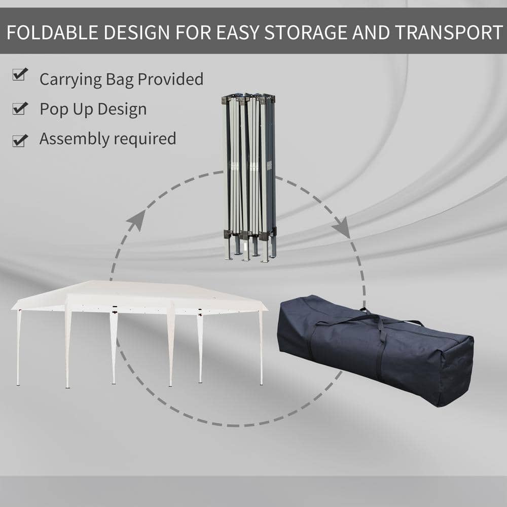 19 Ft. White Steel UV Resistant Pop-Up Canopy Tent