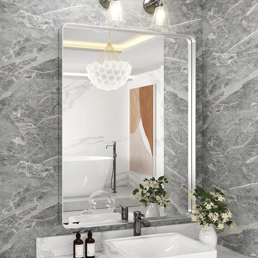 TOOLKISS 28 in. W x 36 in. H Rectangular Aluminum Framed Wall Bathroom ...