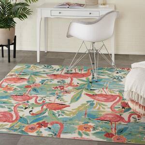 Sun N' Shade Multicolor 5 ft. x 5 ft. Nature-Inspired Contemporary Indoor/Outdoor Square Rug