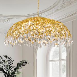 Modern Chandelier 39 in. 14-Lights Gold Luxury Crystal Globe Chandelier for Dinning Room, Kitchen Island, Foyer