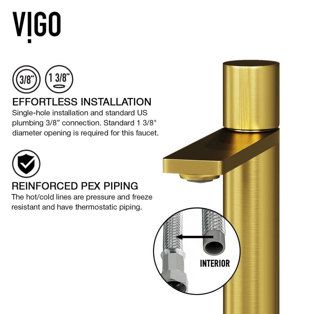 Gotham Matte Brushed Gold Single-Handle Vessel Bathroom Faucet
