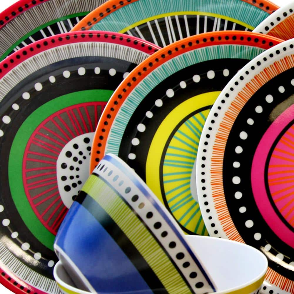 Almira Multicolor Melamine 12-Piece Dinnerware Set