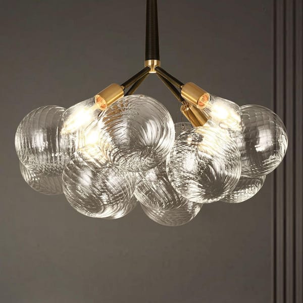Henveton Kinlea 4-Light Bronze Modern Swirled Sphere Chandelier for Kitchen Island and Living Room with No Bulbs Included