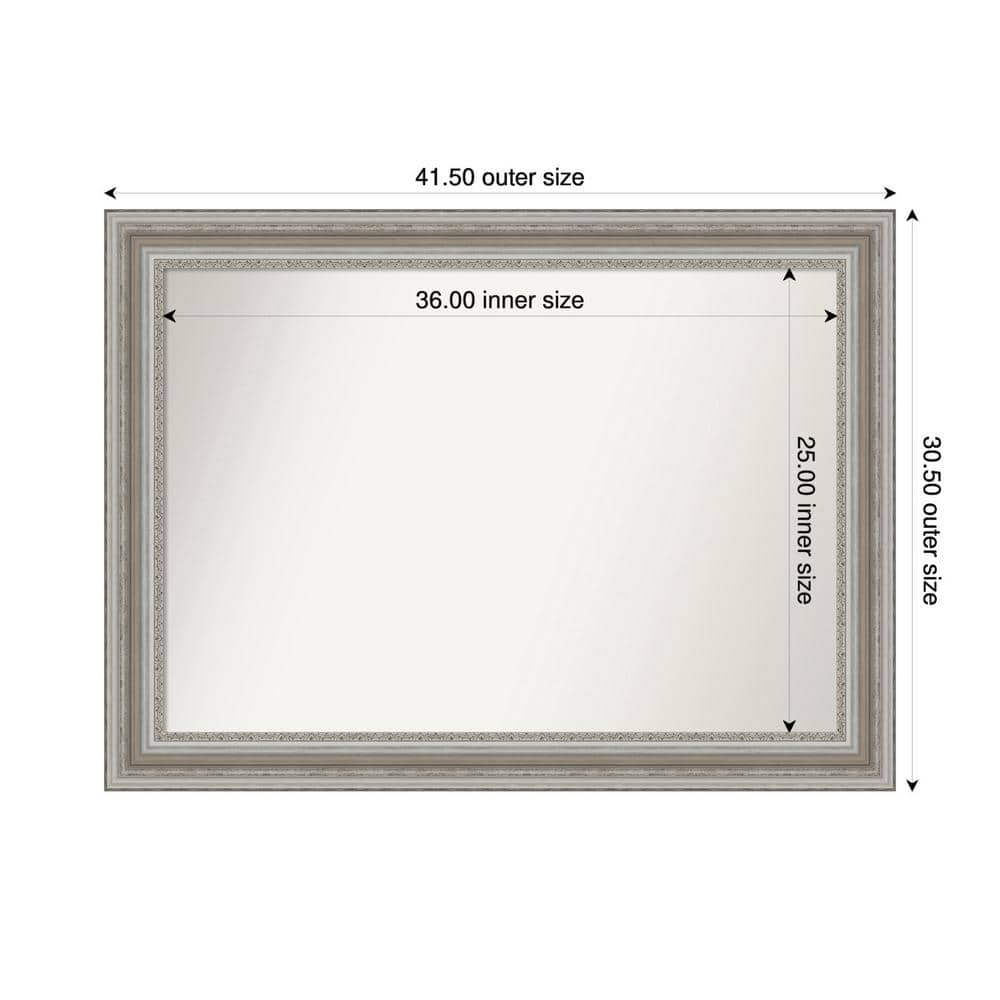 Parlor Silver 41.5 in. x 30.5 in. Custom Non-Beveled Recycled Polystyrene Framed Bathroom Vanity Wall Mirror price history on PriceWatchPro