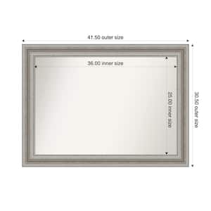 Parlor Silver 41.5 in. x 30.5 in. Custom Non-Beveled Recycled Polystyrene Framed Bathroom Vanity Wall Mirror
