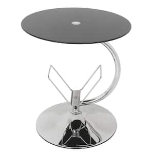 Black and Chrome Glass Top Side Table