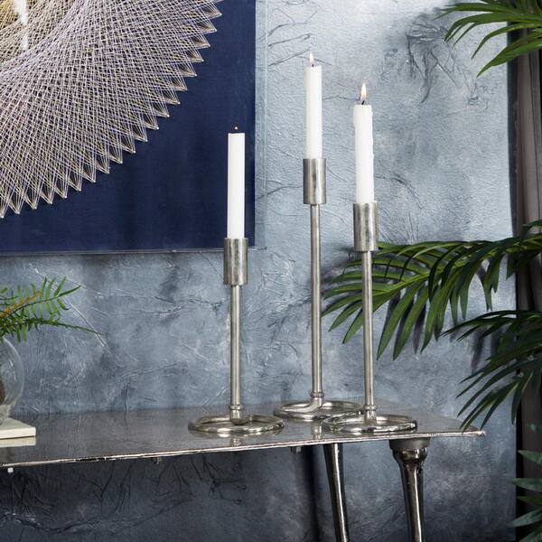 Whole House Worlds Five Candle Silver Candelabra H 78 Hand Crafted of Silver Aluminum Nickel 