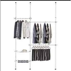 2 Tier Adjustable and Telescopic Clothes Hangers with Baskets