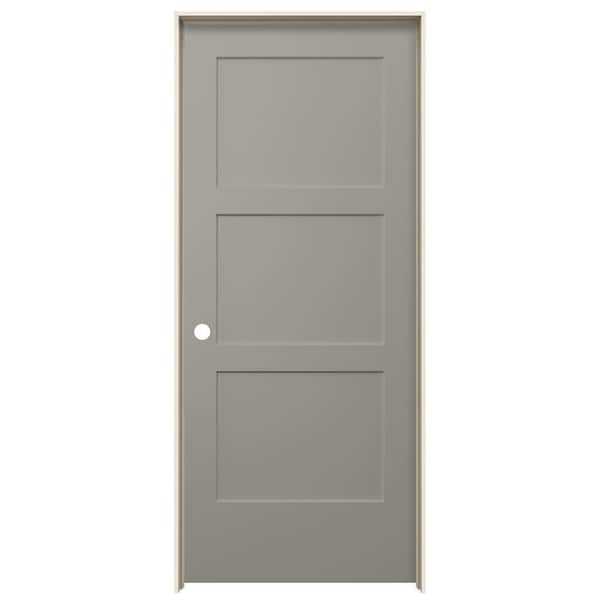 JELD-WEN 32 in. x 80 in. Birkdale French Vanilla Paint Right-Hand Smooth Solid Core Molded Composite Single Prehung Interior Door