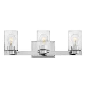 Miley 21.5 in. 3-Light Chrome With Clear Glass Vanity Light