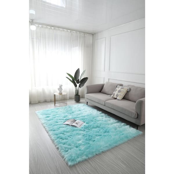 Homdiy Rugs Luxury Teal Rug For Living Room Decoration Big Floor Mat
