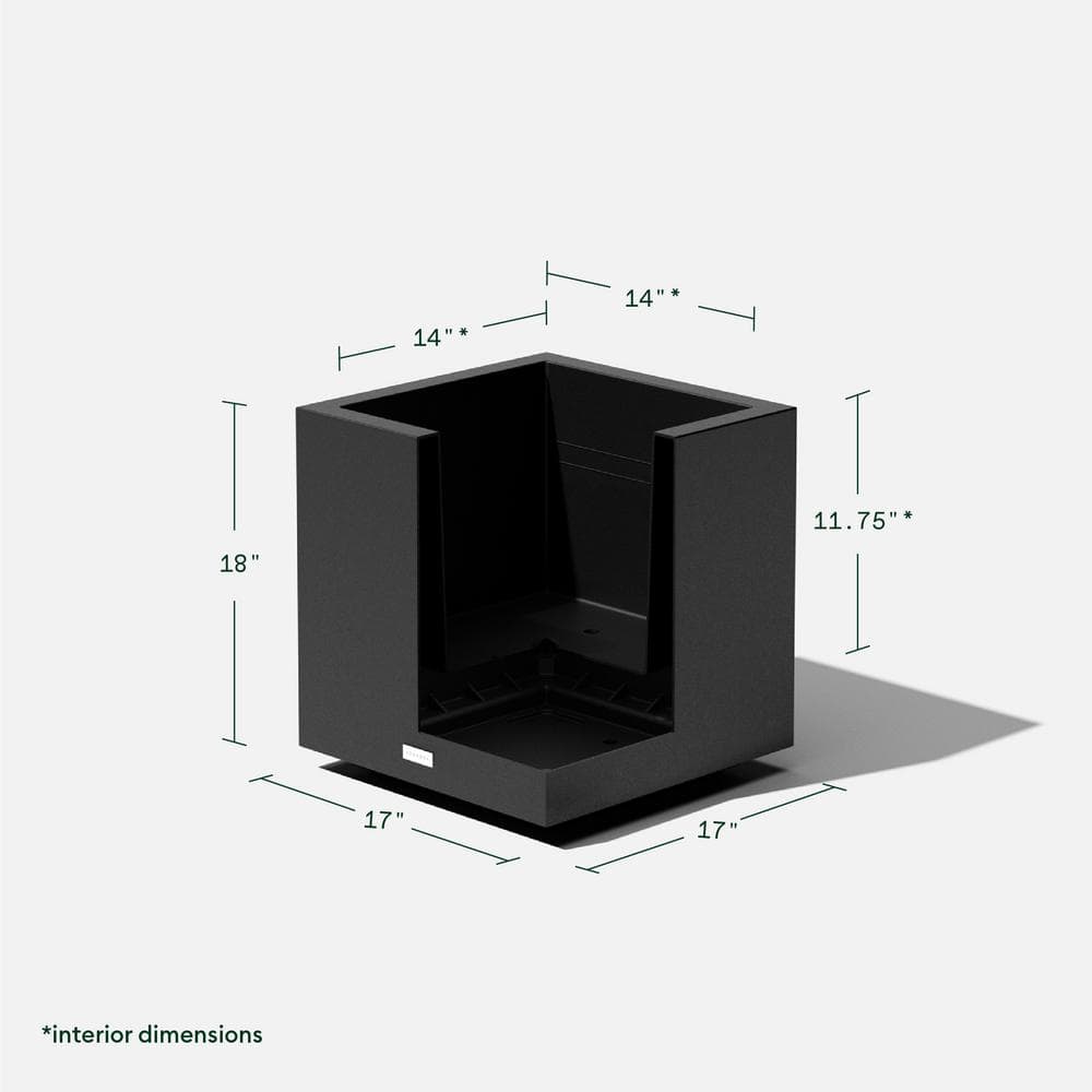 Veradek Black Recycled Plastic Cube Planter 18"