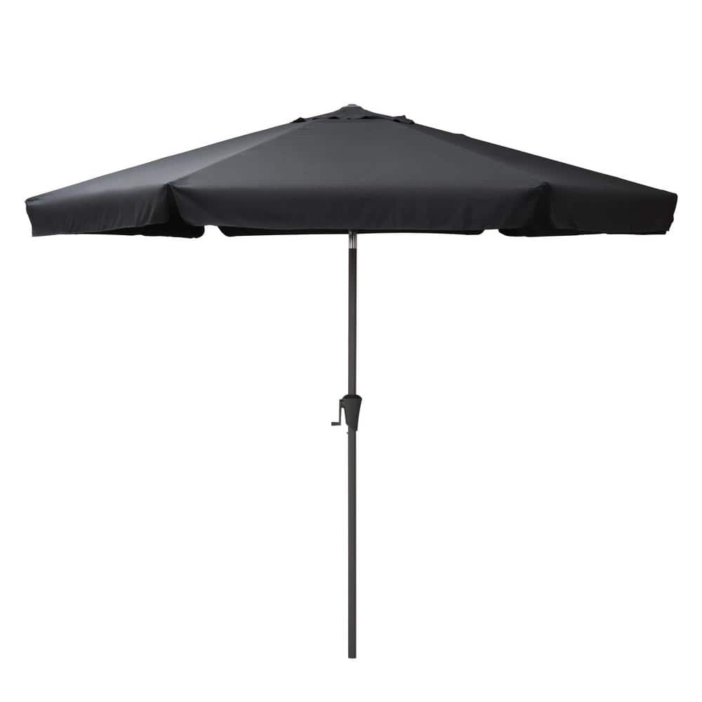 Round Modern Black Fabric & Steel 10ft Tilting Patio Umbrella
