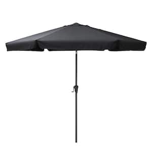 10 ft. Steel Market Crank Open Patio Umbrella in Black