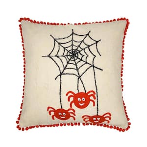 18 in. x 18 in. Embroidered Spiders Pillow