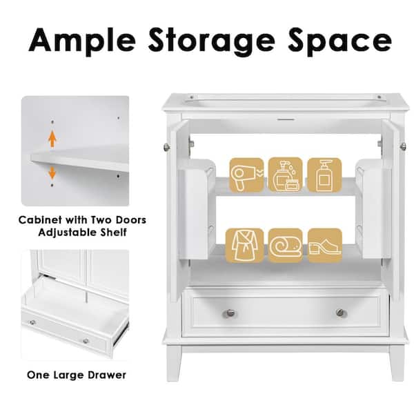 Xzkai 30 in. W x 18 in. D x 34 in. H Bath Vanity Cabinet without