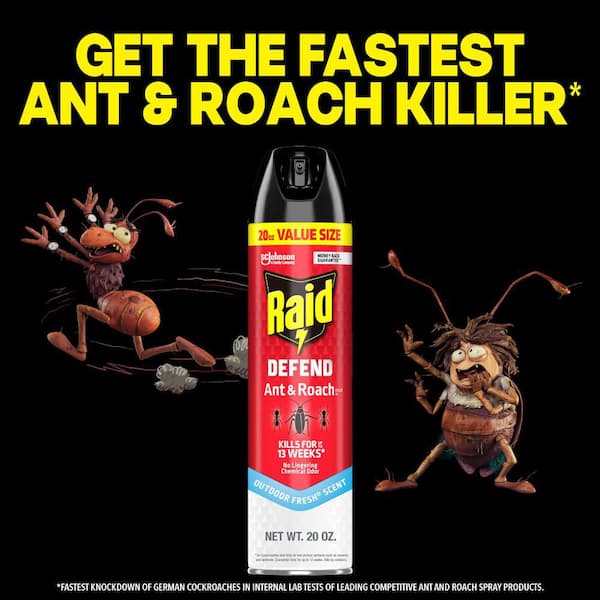 Raid Outdoor Fresh Scent Defend Ant & Roach Killer, Value Size (20 oz)