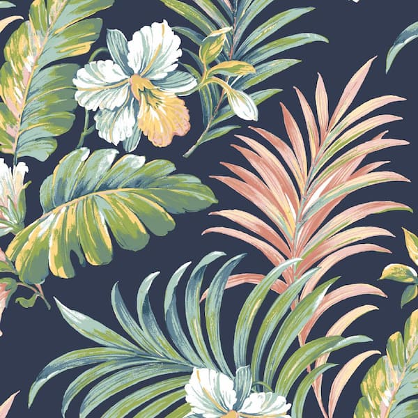 16 in. x 16 in. Simone Blue Tropical Outdoor Throw Pillow (2-Pack)