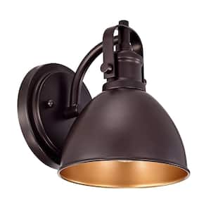 6 in. H W 1-Light Oil Rubbed Bronze Vanity Light with Oil Rubbed Bronze Shade
