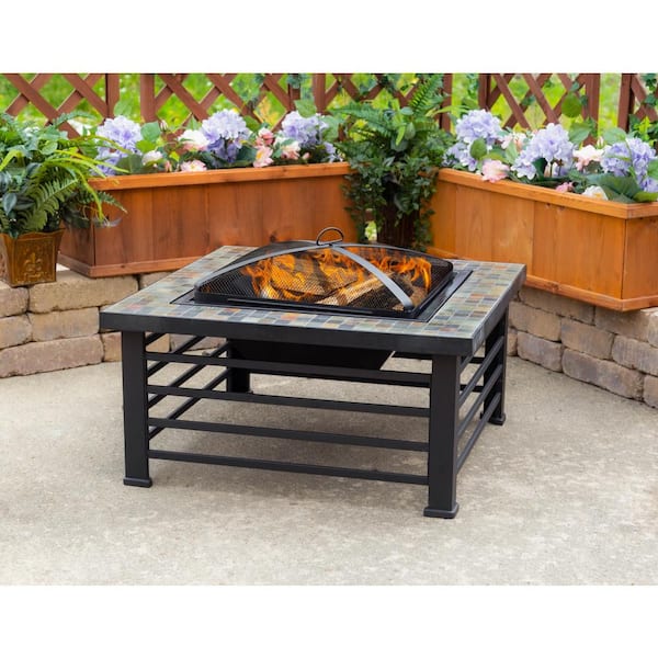 Pleasant Hearth Cascade Slate Top 34 In, Fire Pit With Slate Top