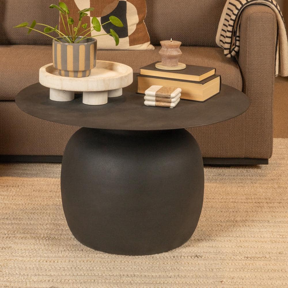 30 in. Black Round Modern Metal Coffee Table