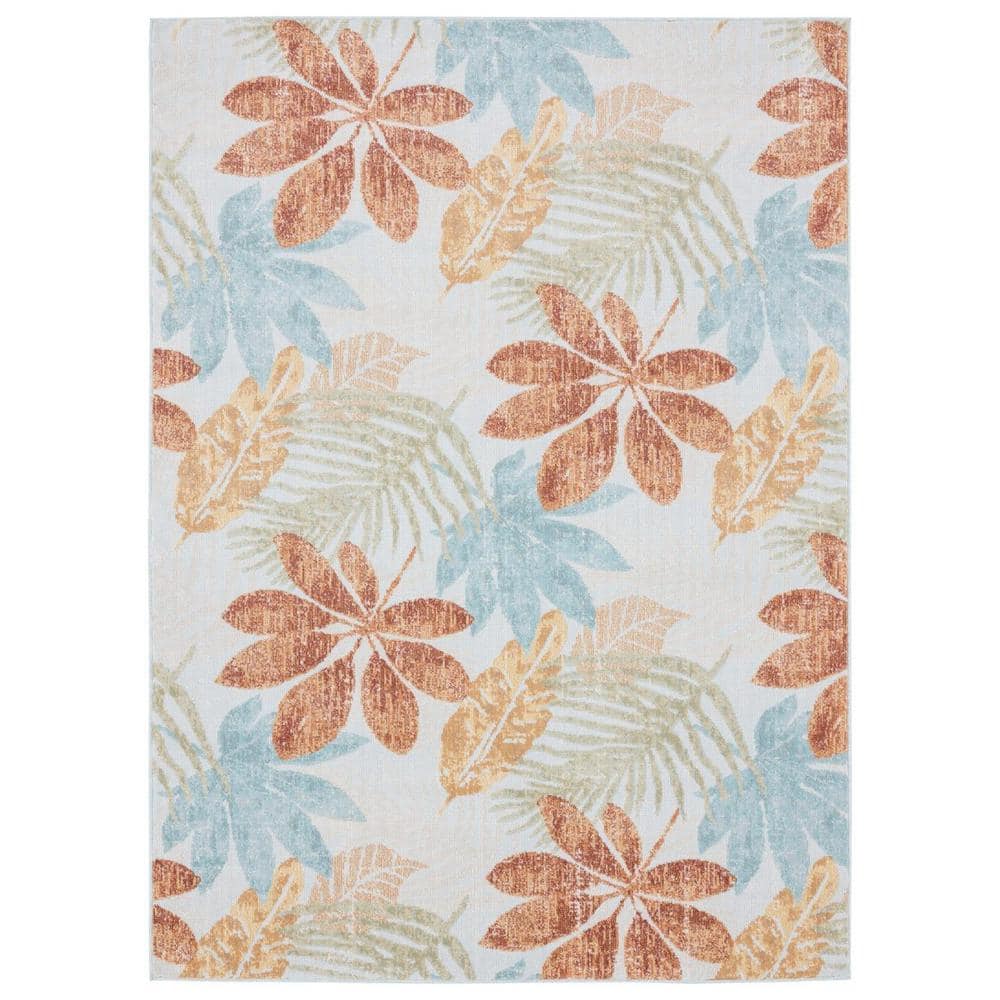 LUXE WEAVERS Aquabury Collection Rustic Floral Brick 5x7 Outdoor Area Rug 7799 Brick 5x7 The