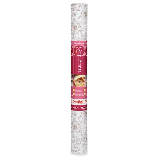 Con-Tact Grip Prints 18 in. x 4 ft. English Rose Gray Non-Adhesive Vinyl Top Grip Drawer and Shelf Liner (6-Rolls)
