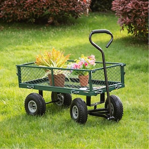 3.6 cu. ft. Heavy-Duty Green Steel Utility Garden Cart
