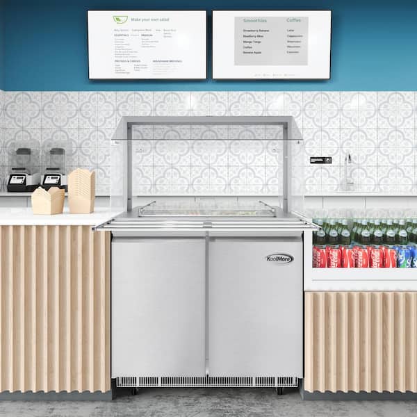 Koolmore 36 in. Cold Food Table Refrigerator with Sneeze Guard and 