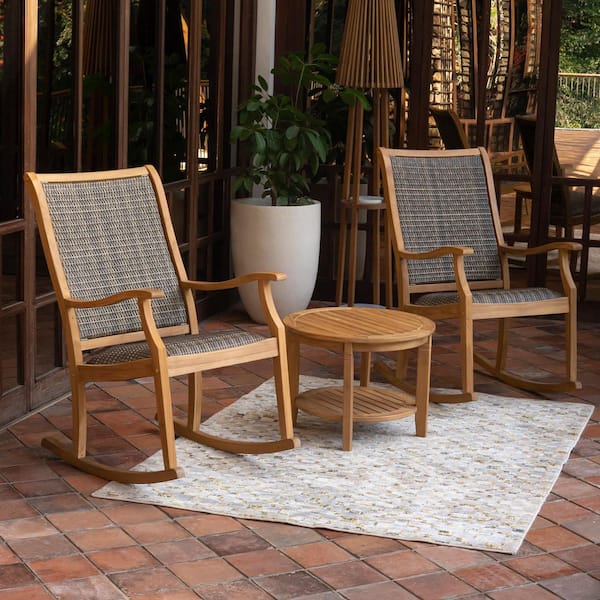 Cambridge Casual Auburn 3-Piece Upholstered Teak Wood Patio Conversation Set