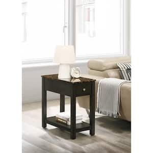 New Classic Furniture Noah 12 in. Espresso Rectangle Faux Marble End Table with 1-Drawer