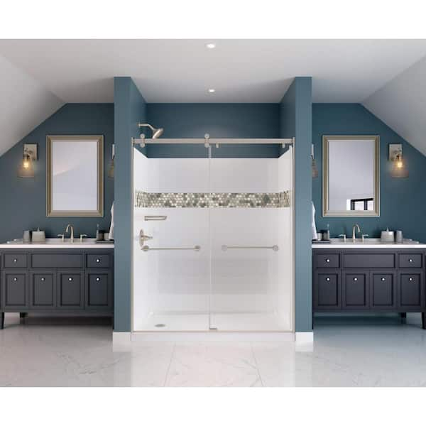 60~ x 32~ Shower Wall Set in High Gloss White 40104